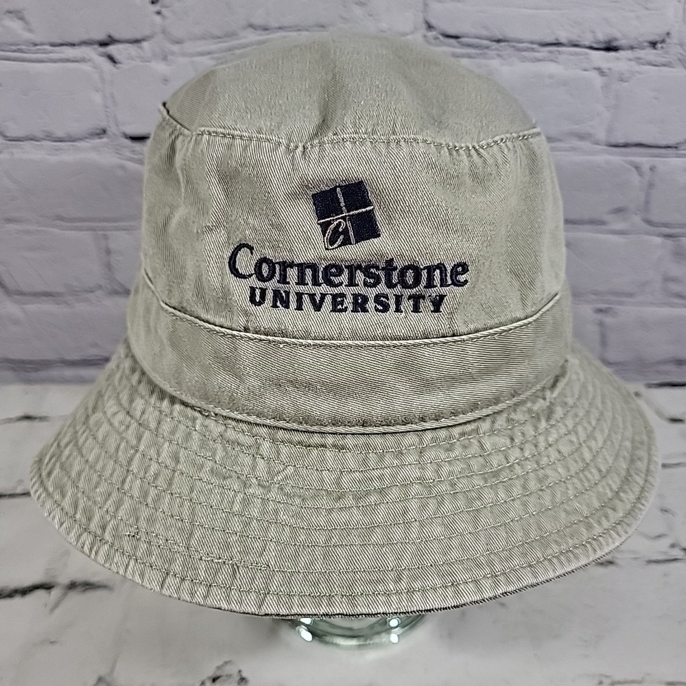 VTG Y2K‎ Dog Daze University Bucket Hat Khaki One Size Skater Fisherman Sun Cap